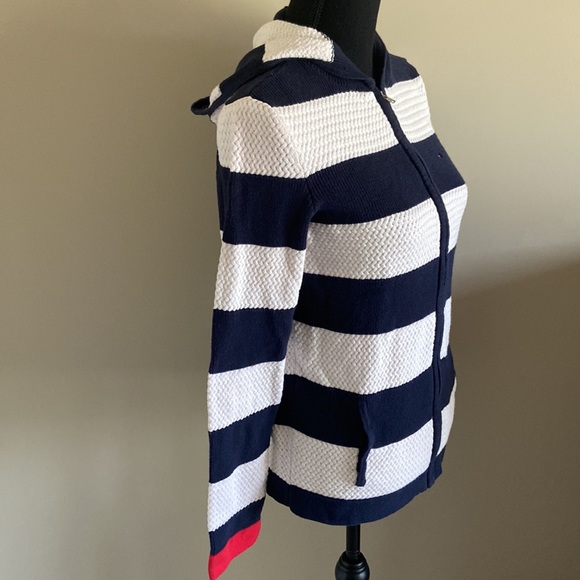 Tommy Hilfiger blue and white hoodie with pockets! Women’s size Medium.  EUC! - Picture 3 of 11